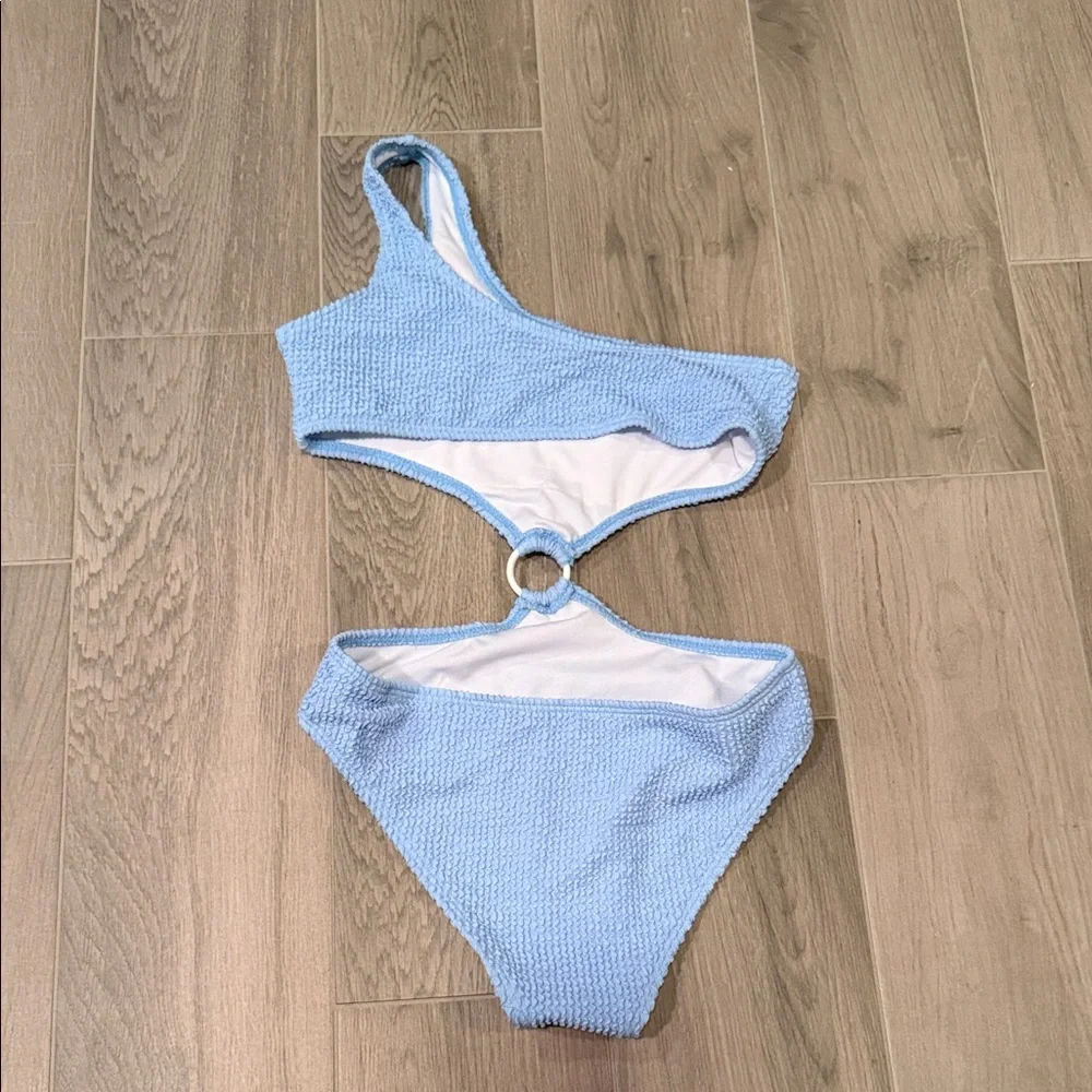 Shein Girls One-Shoulder Blue One Piece Swimsuit Size 150